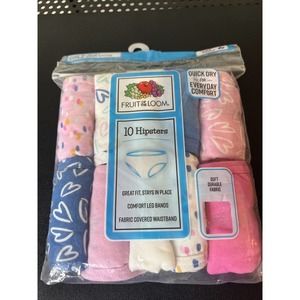 Hanes Girls Hipster Tagless 10-Pair Underwear No Ride Up Multi-Color Size 6